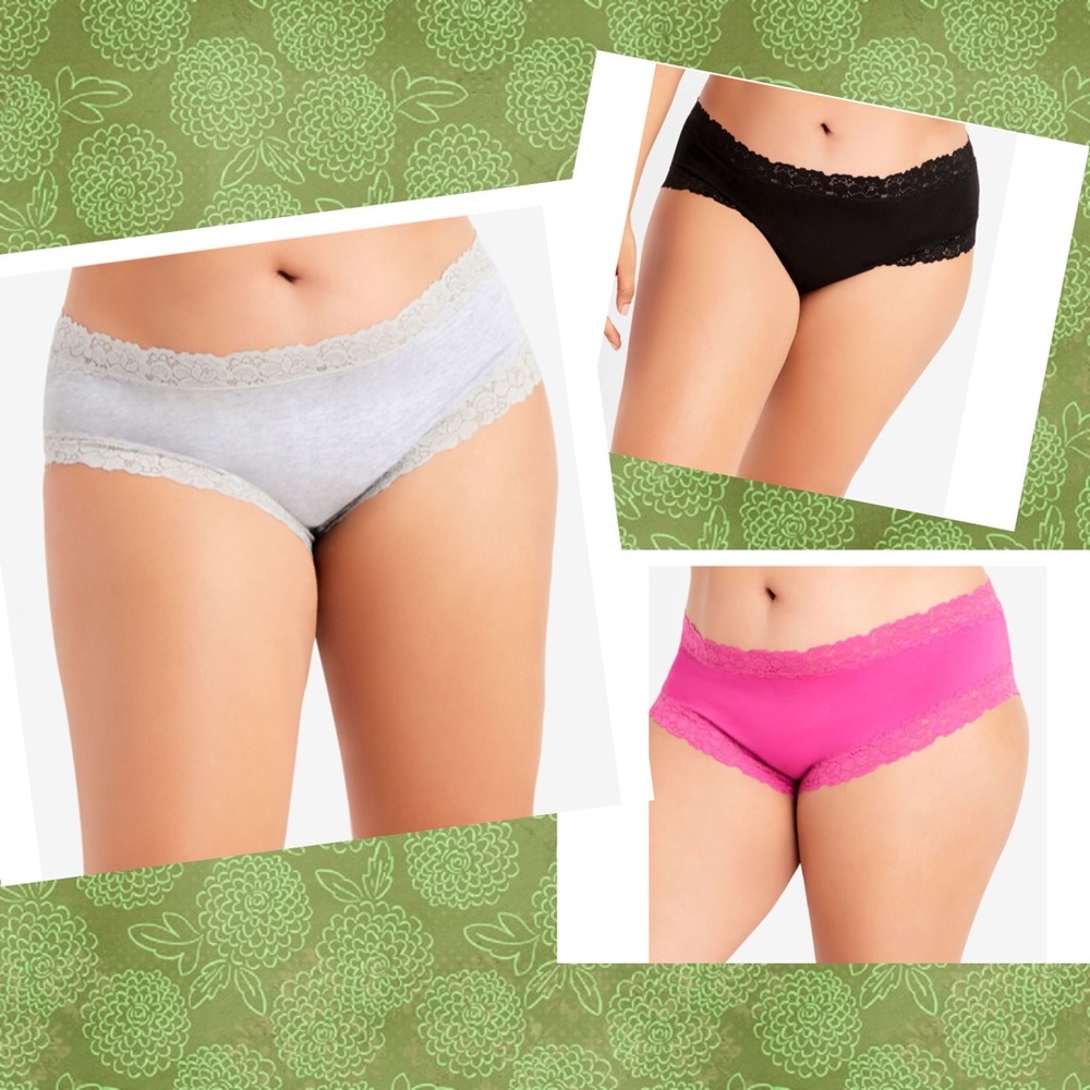 New! 3 pairs of Ashley Stewart Lace Trim Cheeky Panties